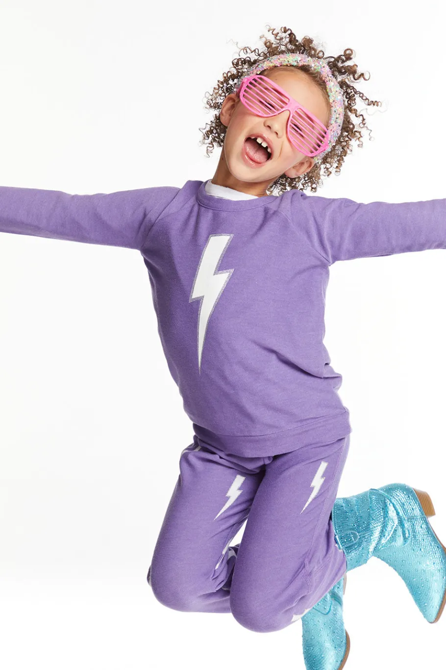 Discount Chaser Brand Glitter Bolt Girls Raglan Pullover