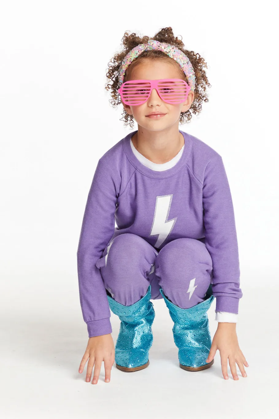 Discount Chaser Brand Glitter Bolt Girls Raglan Pullover