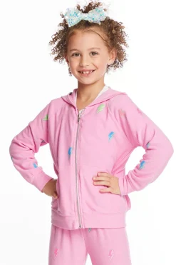 Clearance Chaser Brand Glitter Bolts Girls Zipup Hoodie