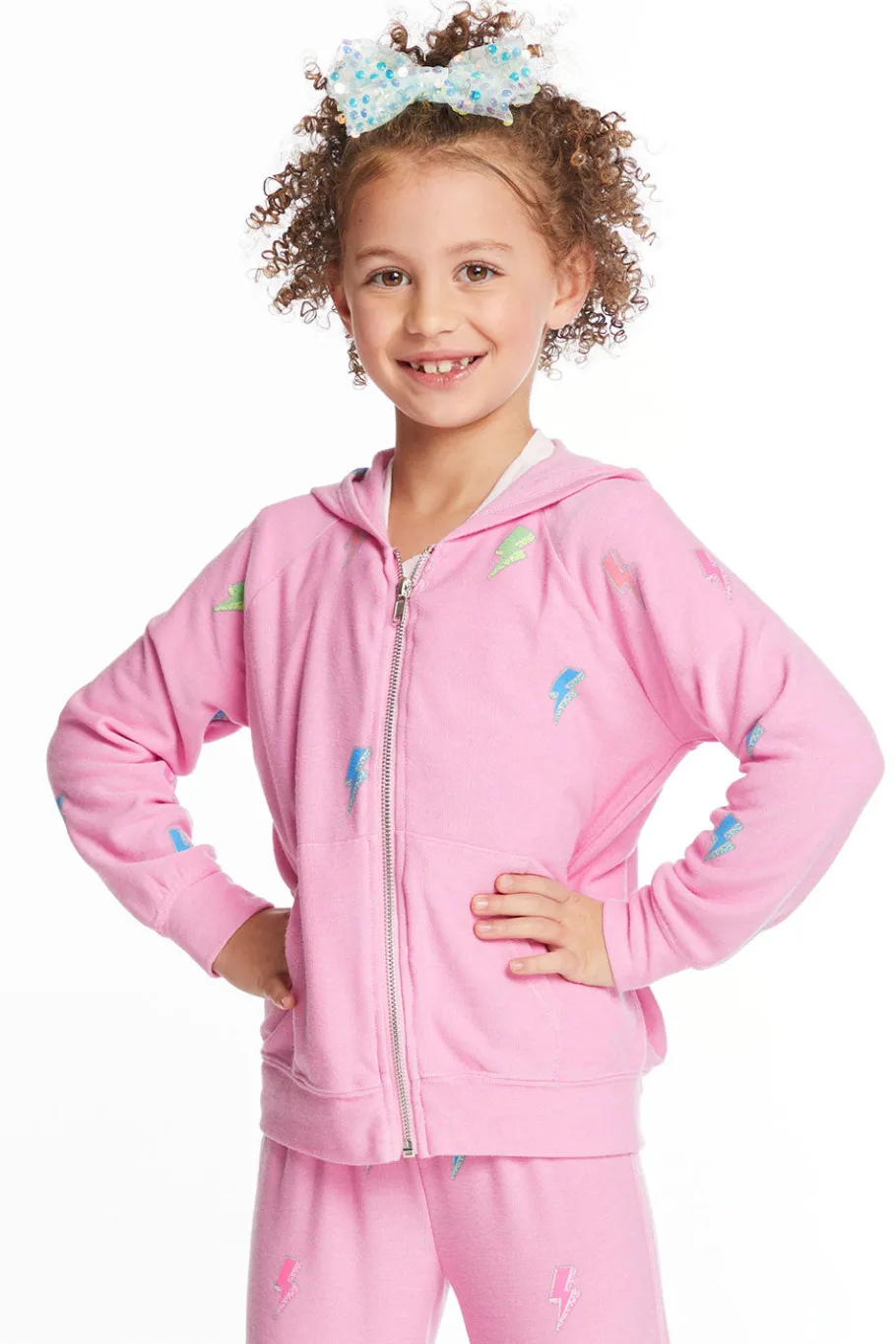 Clearance Chaser Brand Glitter Bolts Girls Zipup Hoodie