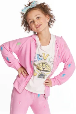 Clearance Chaser Brand Glitter Bolts Girls Zipup Hoodie
