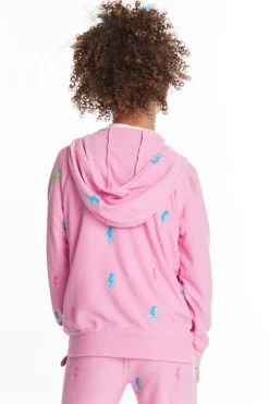 Clearance Chaser Brand Glitter Bolts Girls Zipup Hoodie