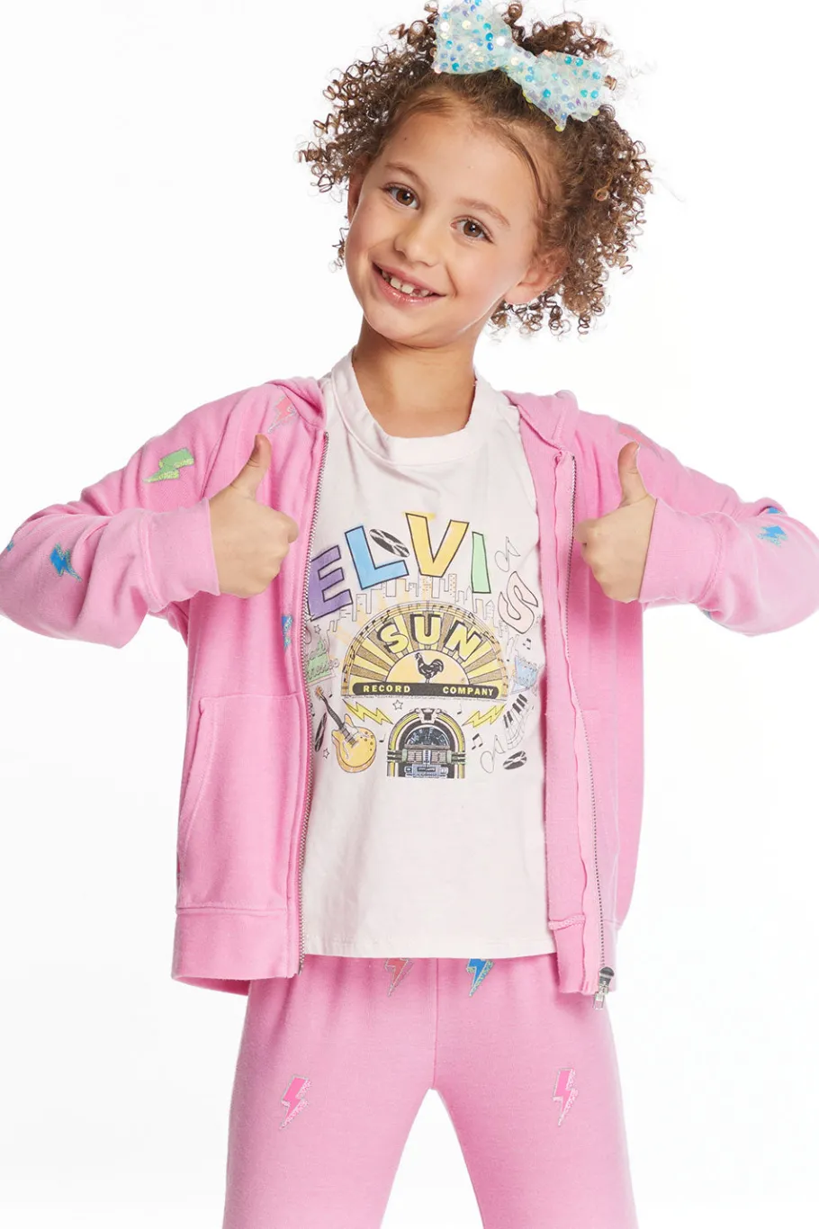 Clearance Chaser Brand Glitter Bolts Girls Zipup Hoodie