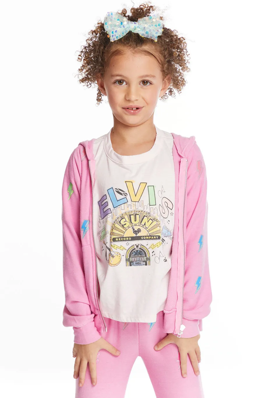 Clearance Chaser Brand Glitter Bolts Girls Zipup Hoodie