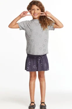 Clearance Chaser Brand Glitter Hearts Girls Crew Neck Tee