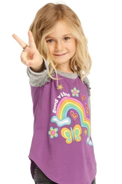 Online Chaser Brand Good Vibes Rainbow Baseball Tee