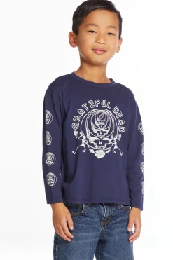 New Chaser Brand Grateful Dead Multi Steal Your Face Boys Long Sleeve Crew Neck Tee
