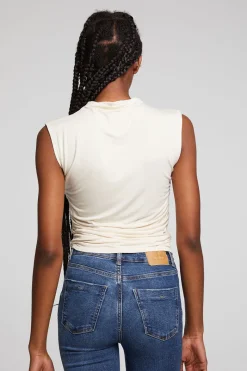 Discount Chaser Brand Haileyy White Cap Grey Tank Top