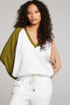 Clearance Chaser Brand Hannah Sand Color Block V Neck Pullover