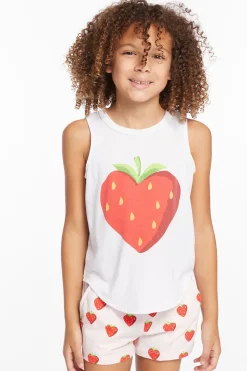 Sale Chaser Brand Heart Strawberry Girls Vintage Jersey Shirttail Muscle