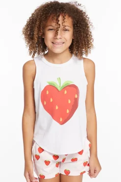 Sale Chaser Brand Heart Strawberry Girls Vintage Jersey Shirttail Muscle