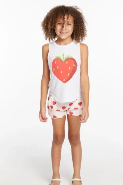 Sale Chaser Brand Heart Strawberry Girls Vintage Jersey Shirttail Muscle