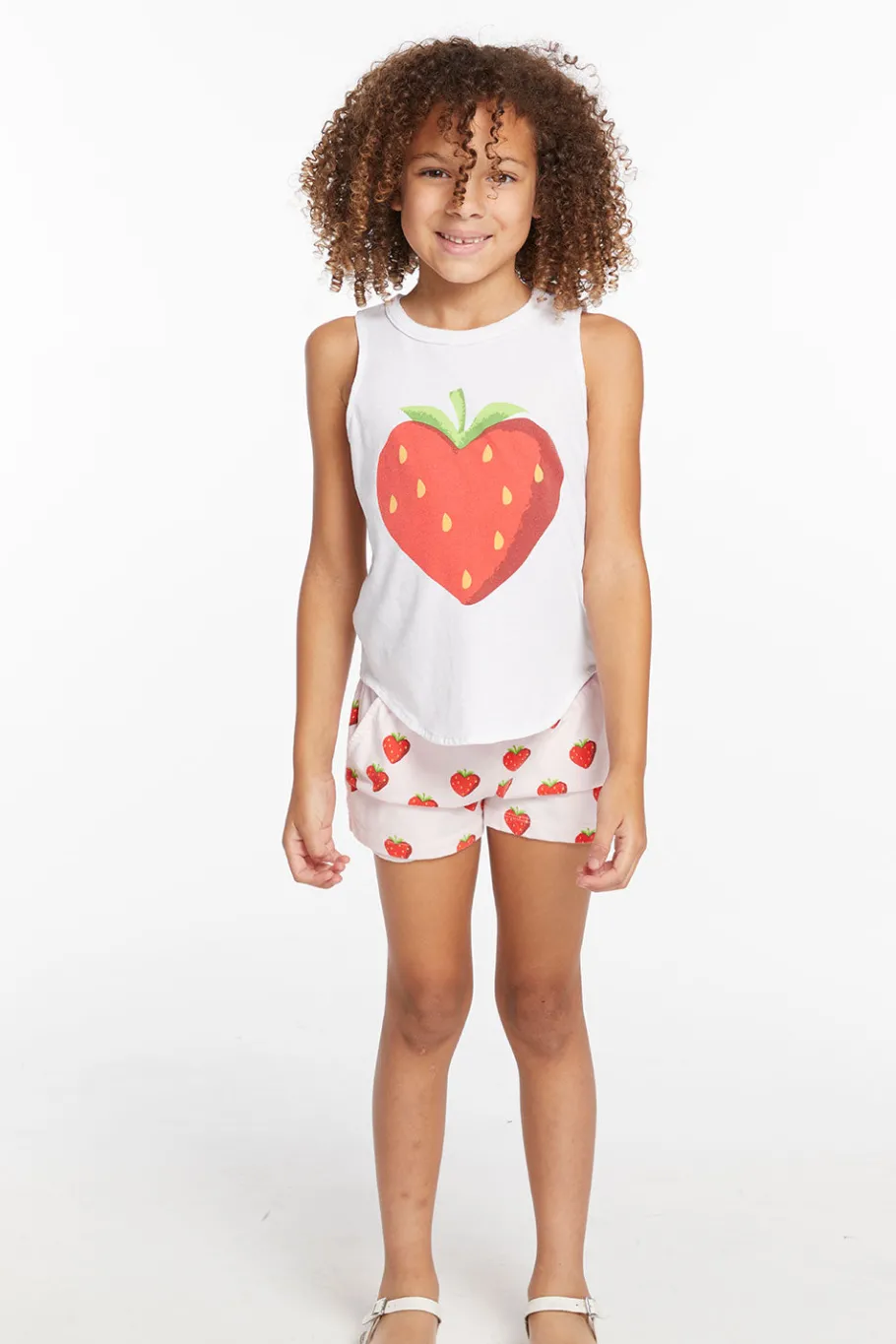 Sale Chaser Brand Heart Strawberry Girls Vintage Jersey Shirttail Muscle