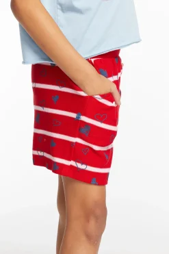Discount Chaser Brand Heart Stripe Girls Shorts