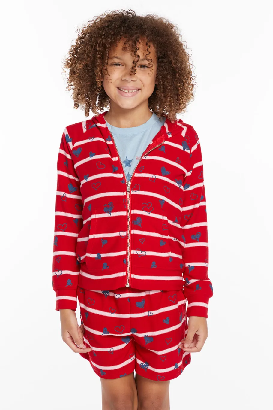 Discount Chaser Brand Heart Stripe Girls Zip-up Hoodie