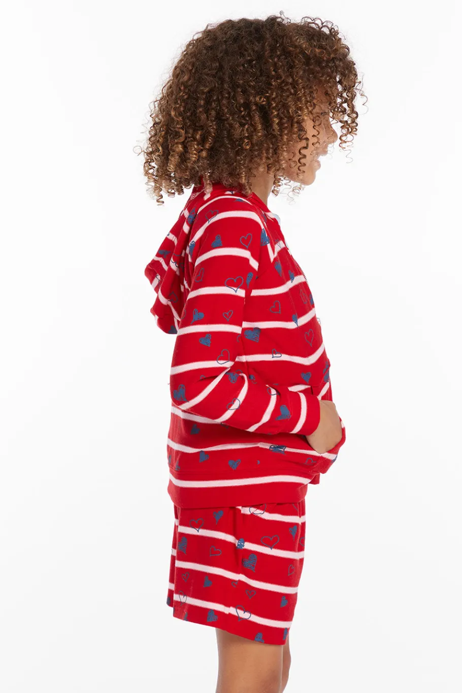 Discount Chaser Brand Heart Stripe Girls Zip-up Hoodie