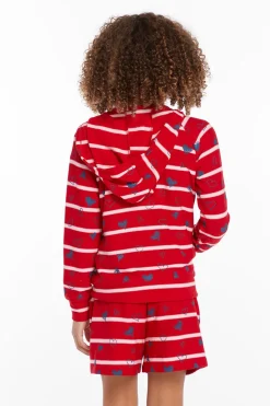 Discount Chaser Brand Heart Stripe Girls Zip-up Hoodie