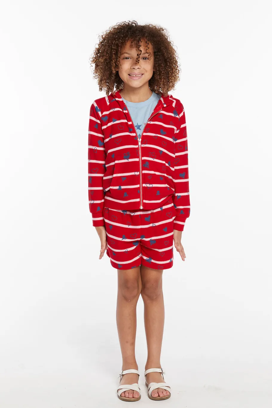 Discount Chaser Brand Heart Stripe Girls Zip-up Hoodie