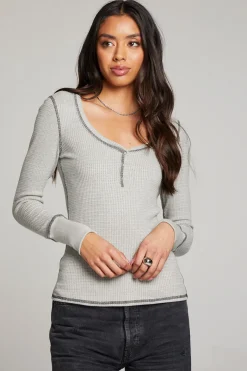 Shop Chaser Brand Heather Grey Long Sleeve Henley