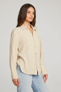 Store Chaser Brand Helena White Pinstripe Button Down