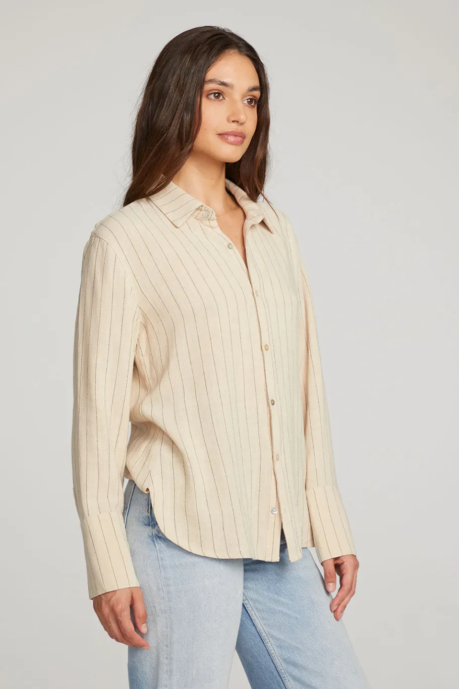 Store Chaser Brand Helena White Pinstripe Button Down