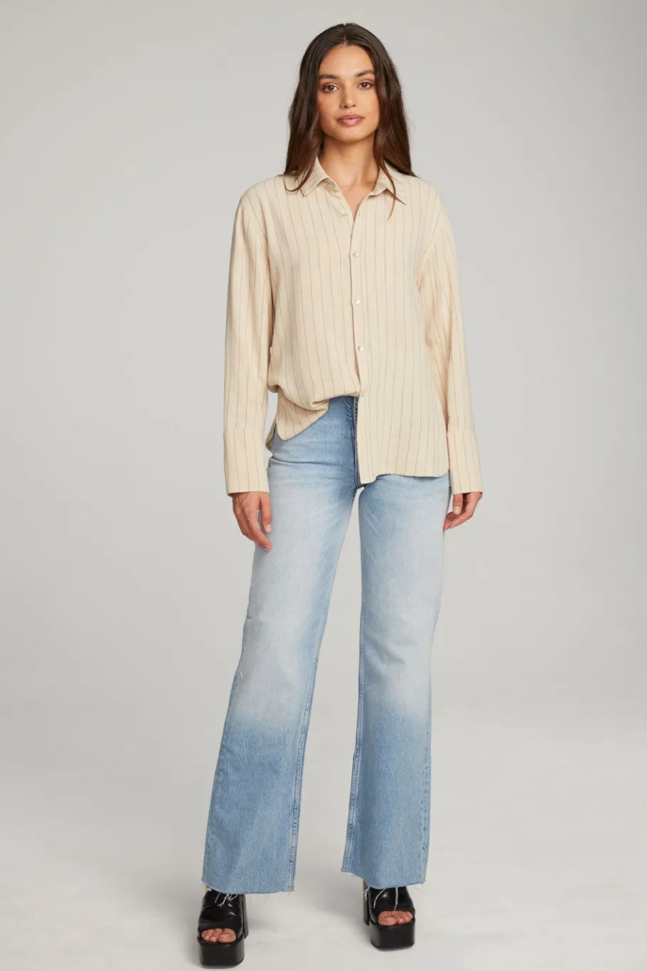 Store Chaser Brand Helena White Pinstripe Button Down