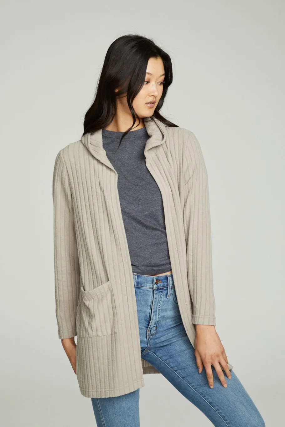 Sale Chaser Brand Hooded Open Duster Cardigan With Pockets