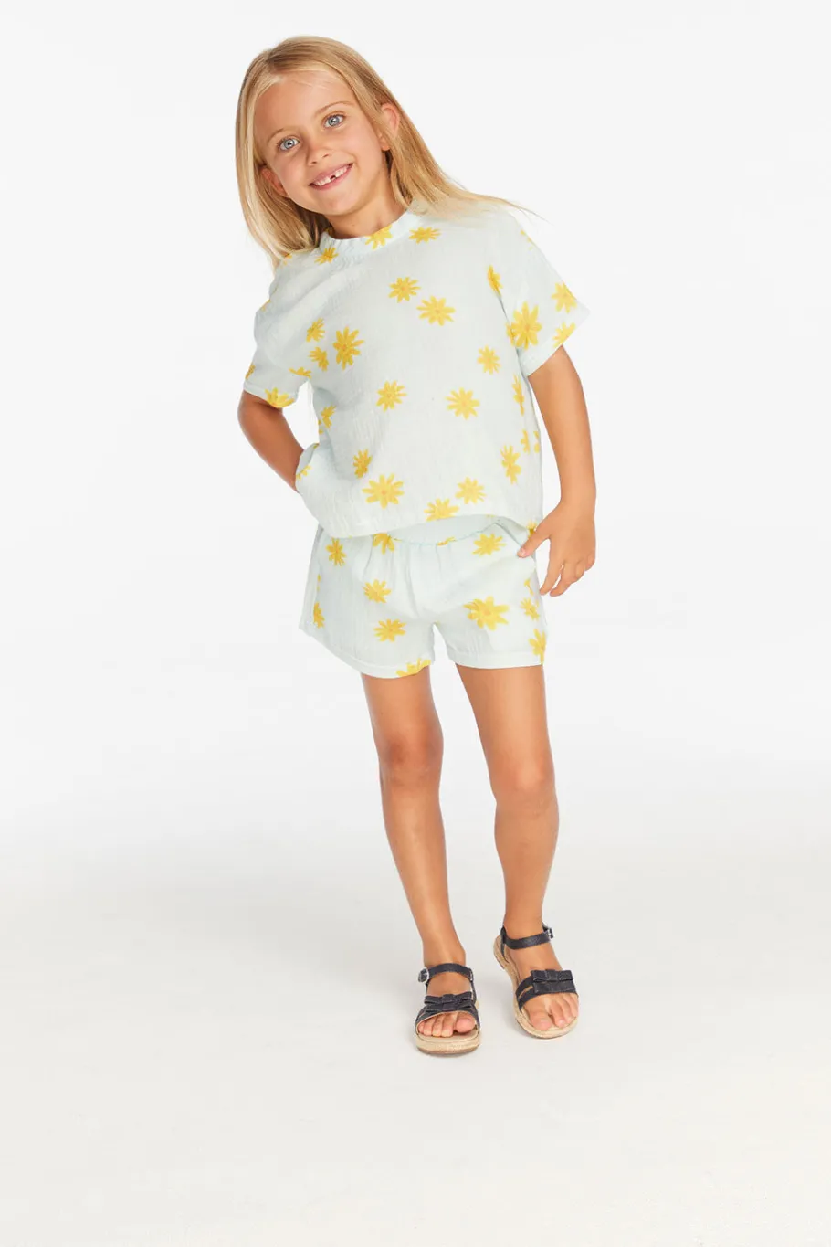 Store Chaser Brand Jade Powder Blue Daisy Girls Short
