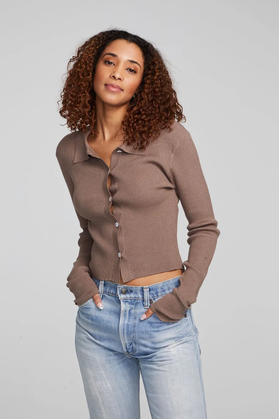 Flash Sale Chaser Brand Jayla Deep Taupe Cardigan