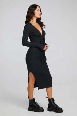 Best Chaser Brand Jenn Shadow Black Midi Dress