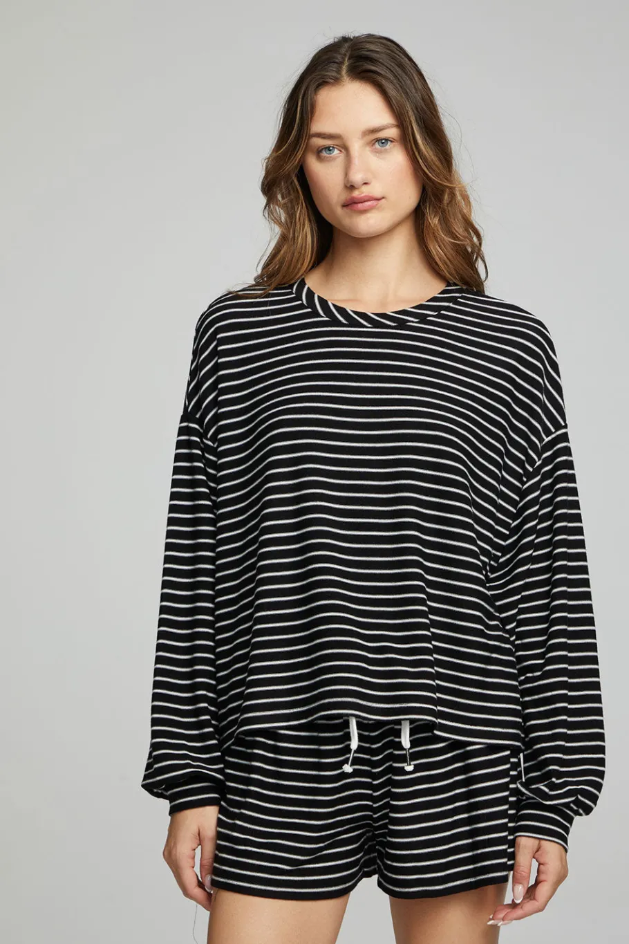 Store Chaser Brand Lesh Long Sleeve - Black And White Stripe