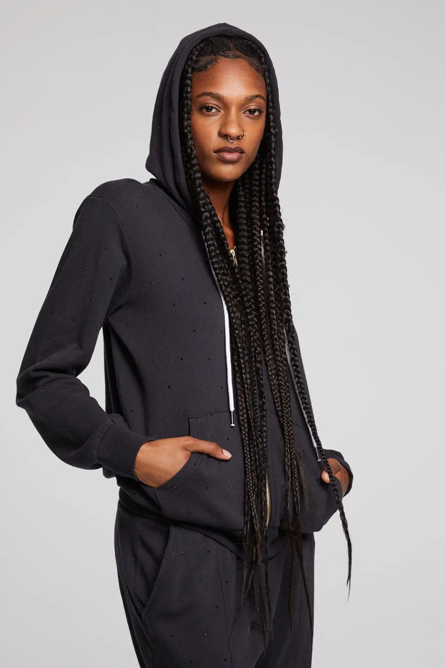 Outlet Chaser Brand Lex Licorice Zip Up Hoodie