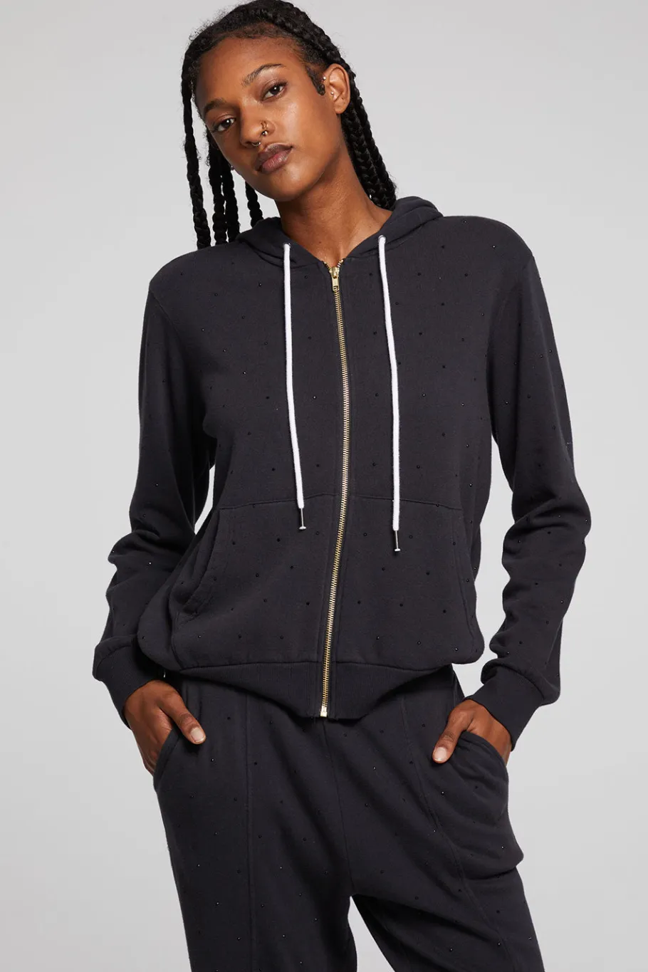 Outlet Chaser Brand Lex Licorice Zip Up Hoodie
