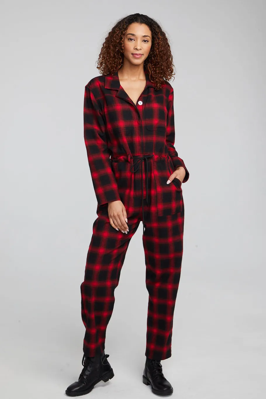 Store Chaser Brand Lexi Sunset Plaid Jumpsuit