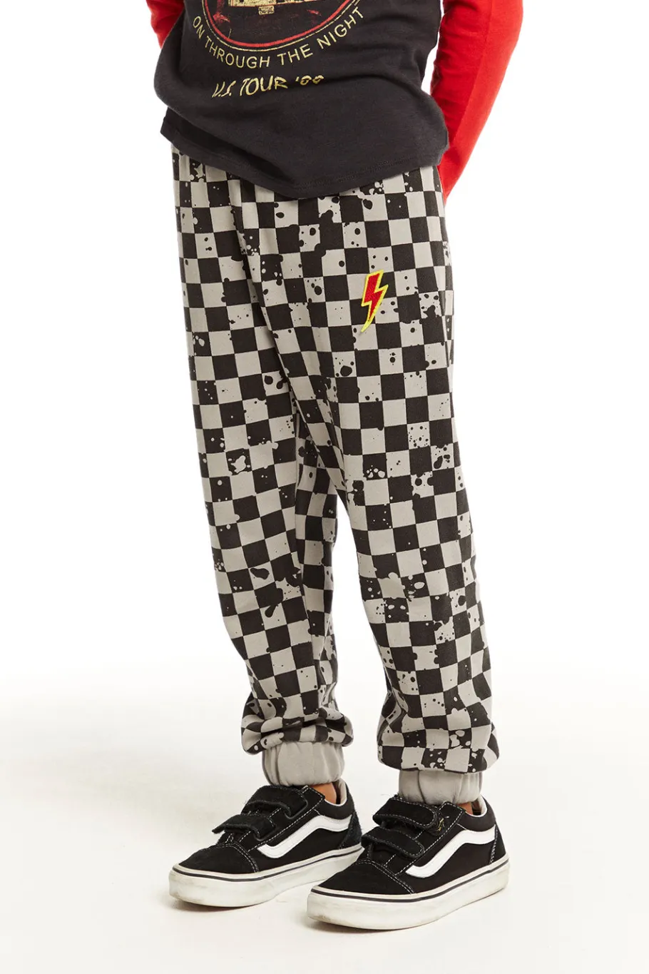 Hot Chaser Brand Lightning Splatter Checker Joggers