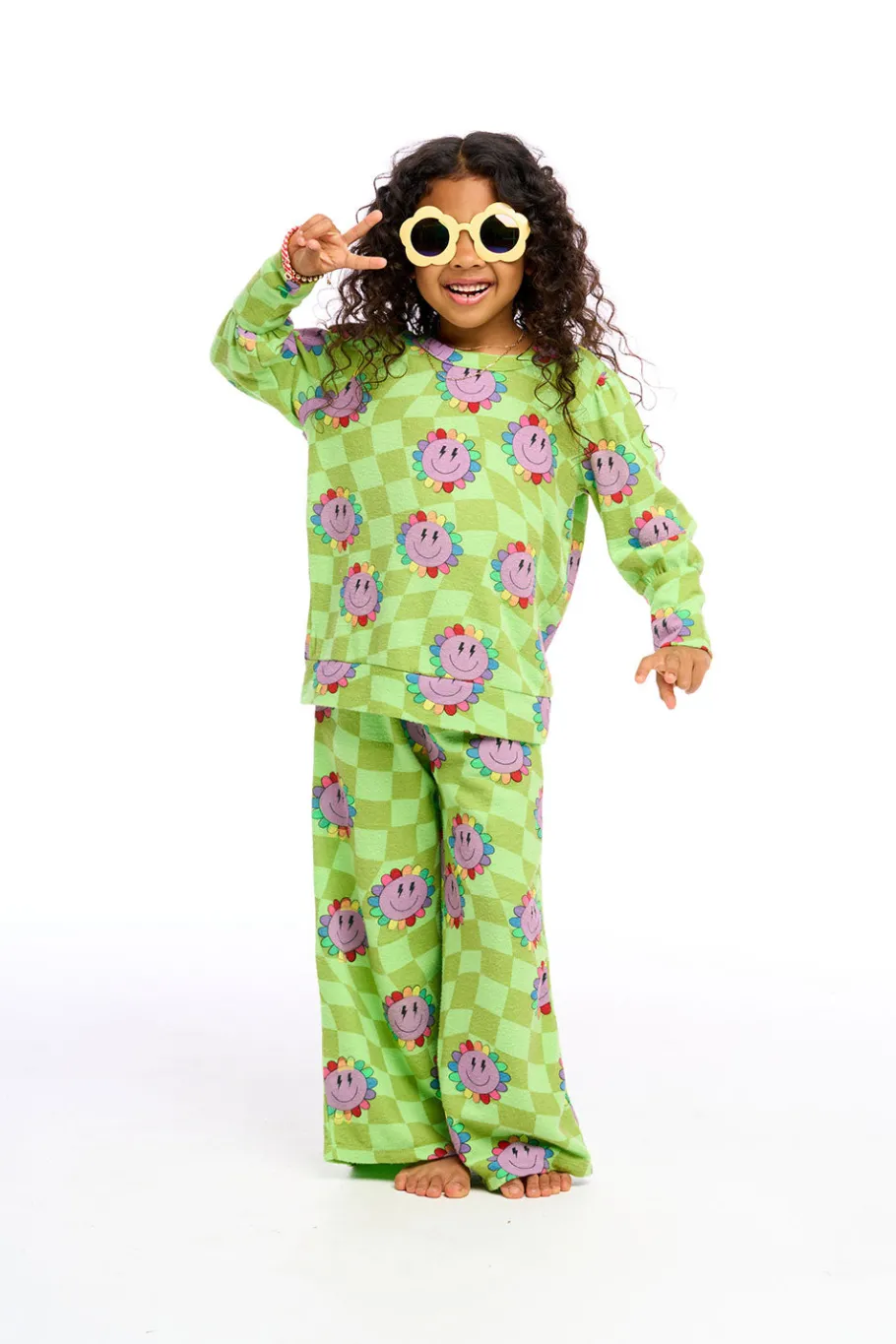 New Chaser Brand Lime Checkered Daisy