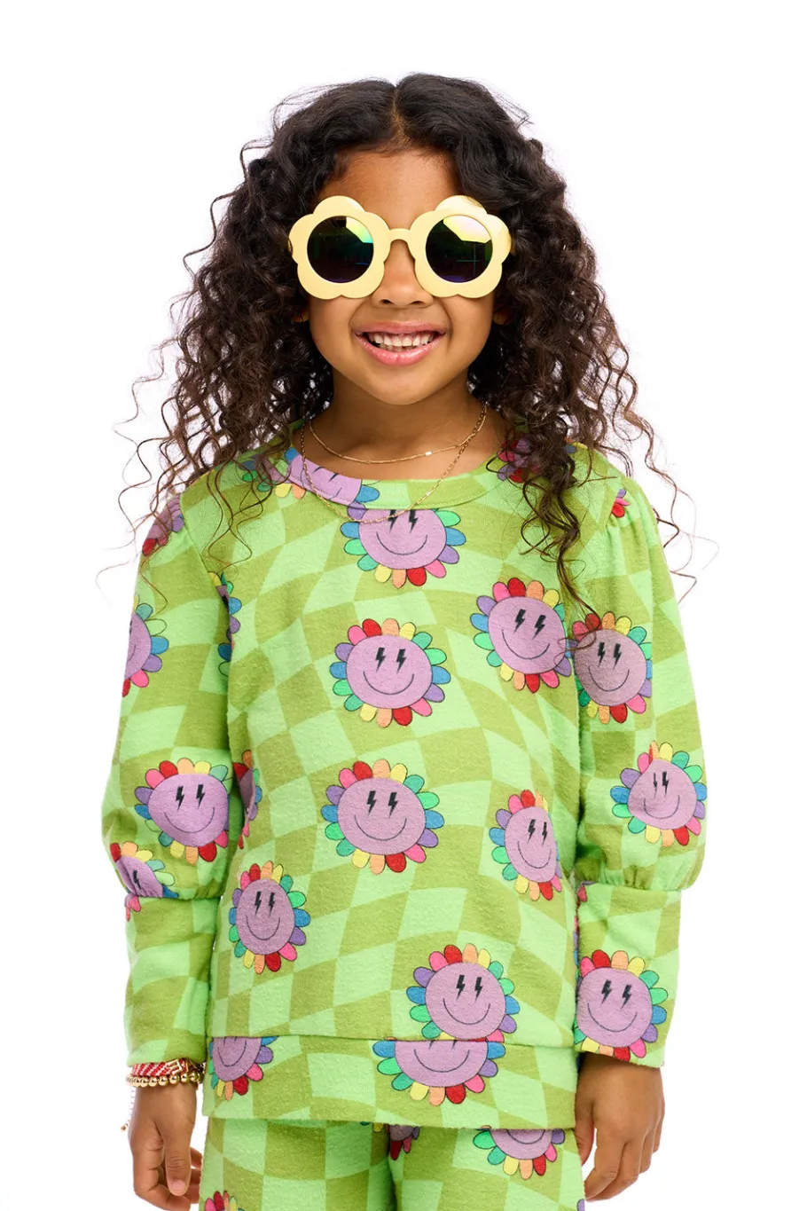 New Chaser Brand Lime Checkered Daisy