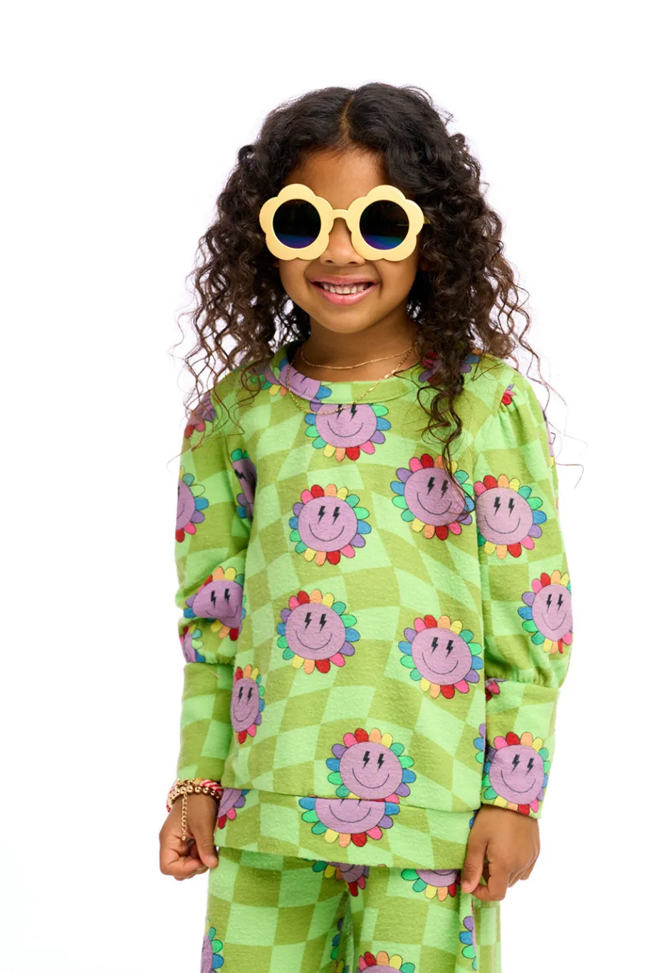 New Chaser Brand Lime Checkered Daisy