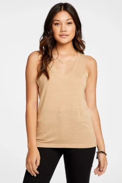 Cheap Chaser Brand Linen Jersey V Neck Muscle Tank