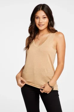 Cheap Chaser Brand Linen Jersey V Neck Muscle Tank