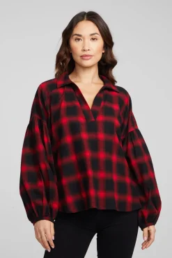 Cheap Chaser Brand Lola Sunset Plaid Blouse