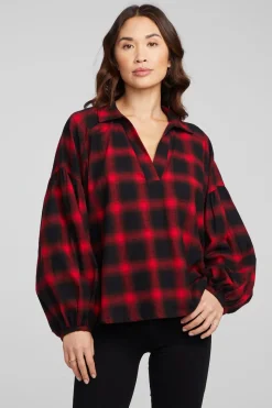 Cheap Chaser Brand Lola Sunset Plaid Blouse