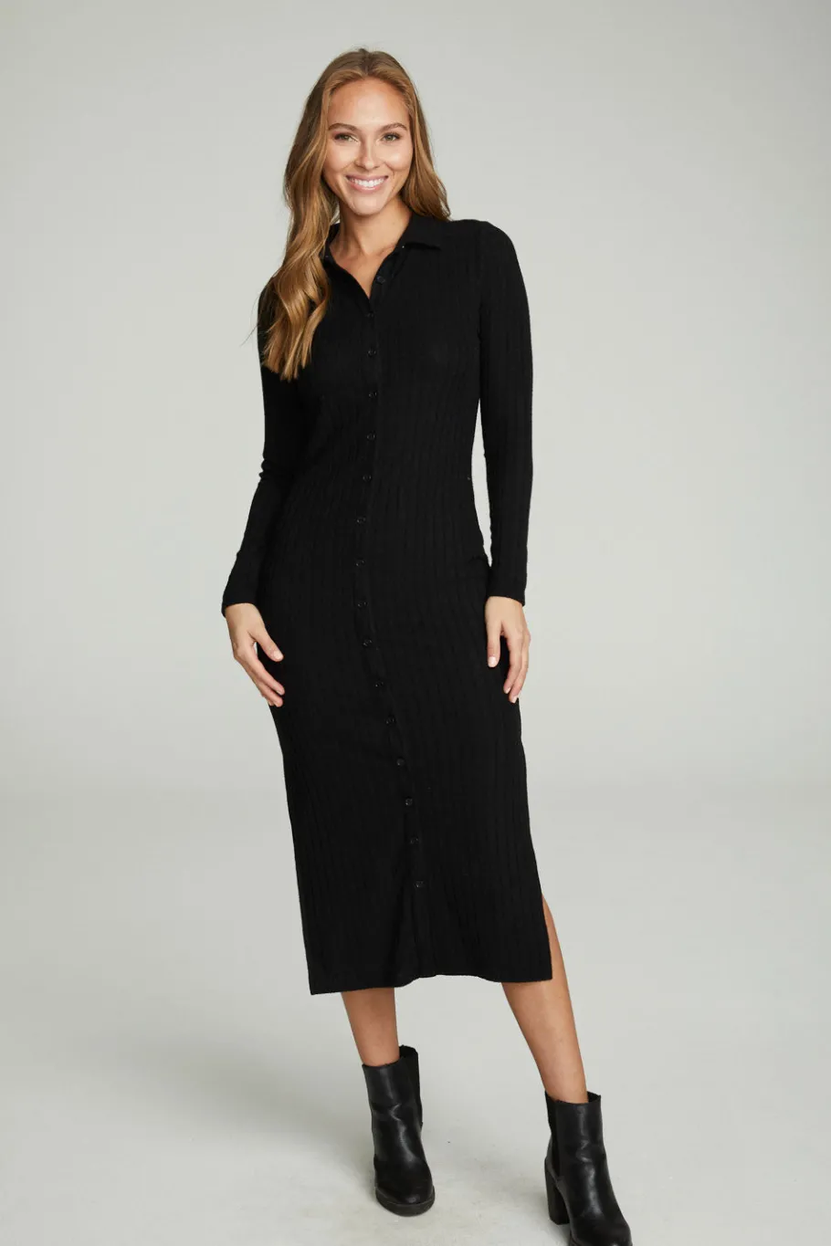Store Chaser Brand Long Sleeve Button Down Collar Dress