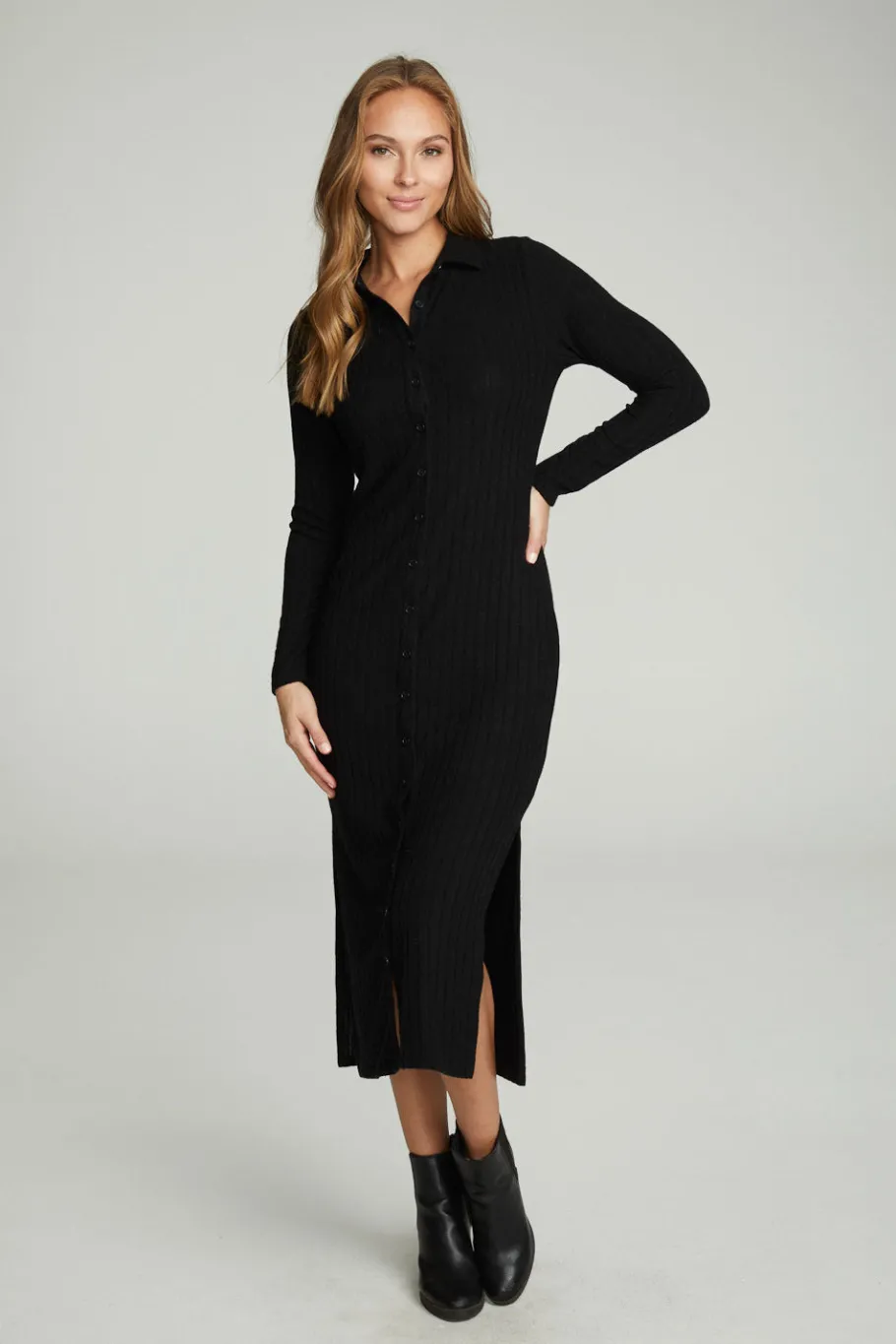 Store Chaser Brand Long Sleeve Button Down Collar Dress