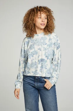 Fashion Chaser Brand Long Sleeve Cropped Mock Neck Raglan Tee