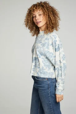 Fashion Chaser Brand Long Sleeve Cropped Mock Neck Raglan Tee