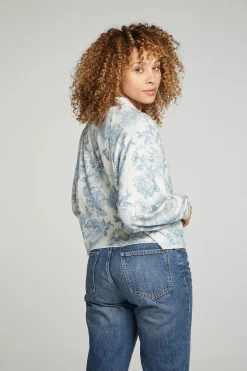Fashion Chaser Brand Long Sleeve Cropped Mock Neck Raglan Tee