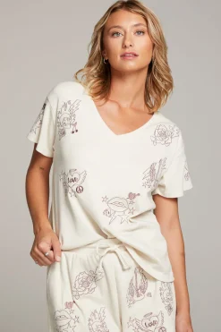 Flash Sale Chaser Brand Love Rock Embroidery Tee