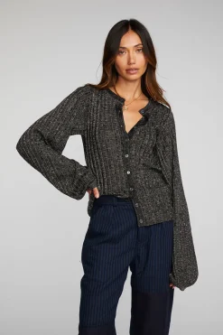 Best Sale Chaser Brand Lurex Rib Knit Long Sleeve Tunic