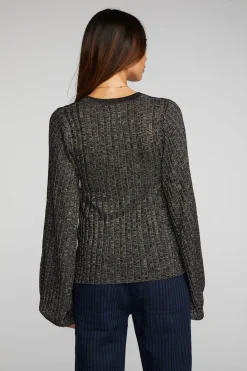Best Sale Chaser Brand Lurex Rib Knit Long Sleeve Tunic